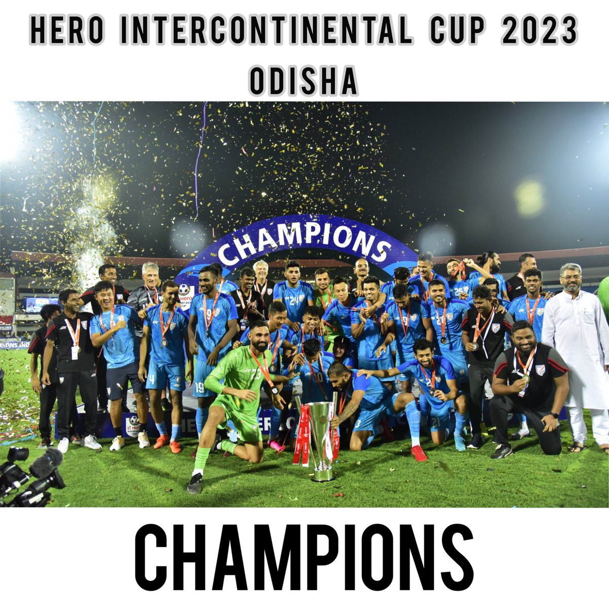 shayamalv's tweet photo. Great win by the boys @IndianFootball 
Super excited to have kicked off my gig with a trophy. 
The next big one - @SAFFCup starts on 21st with our match against Pakistan https://t.co/3yENz1MBHJ