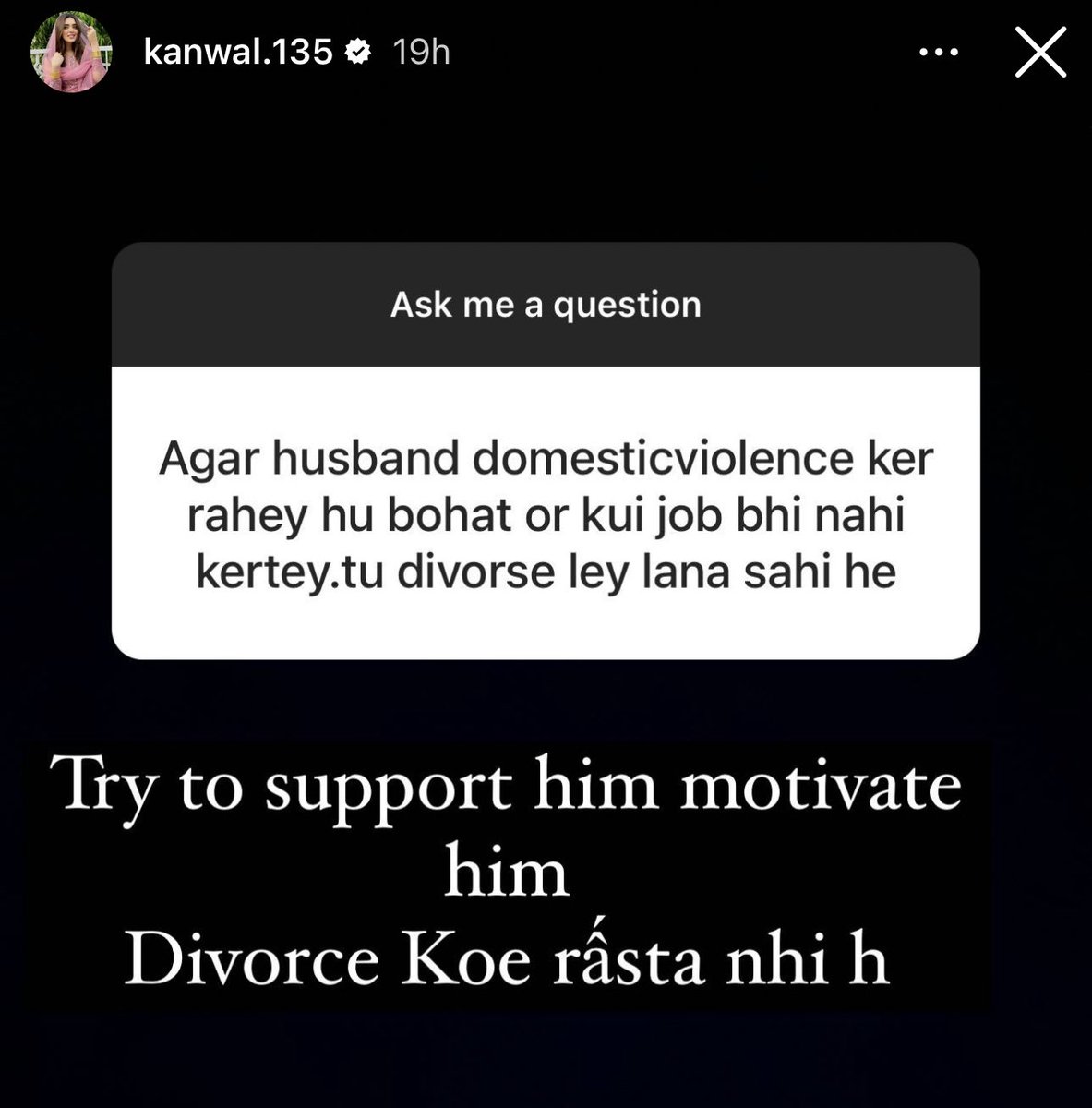 Tiktoker Kanwal Aftab with 18.4 MILLION followers wants women to “support” and “motivate” husbands who abuse them. 🤡

Struggling to understand if that means cheering them on as they punch her? Or leaving a reminder to do it again when they’re done? 🤢