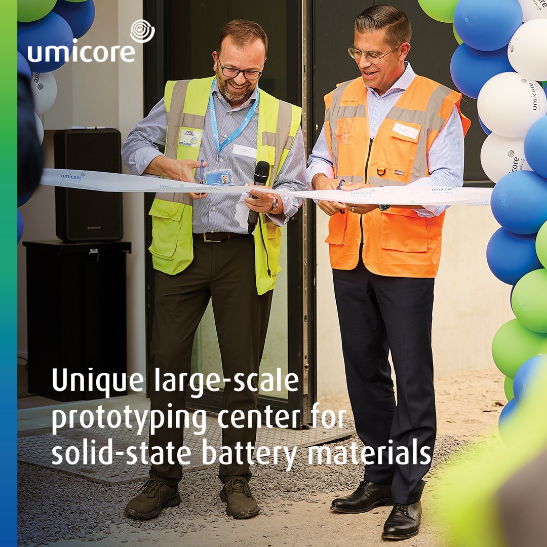 UmicoreGroup's tweet photo. Umicore has inaugurated one of the world's largest and most advanced solid-state battery (#SSB) material prototyping facilities in Olen, Belgium. It supports the full chain of SSB development. Learn all about it on our press release: https://t.co/MRuQIqXvn3 https://t.co/pWa4Cuwndc