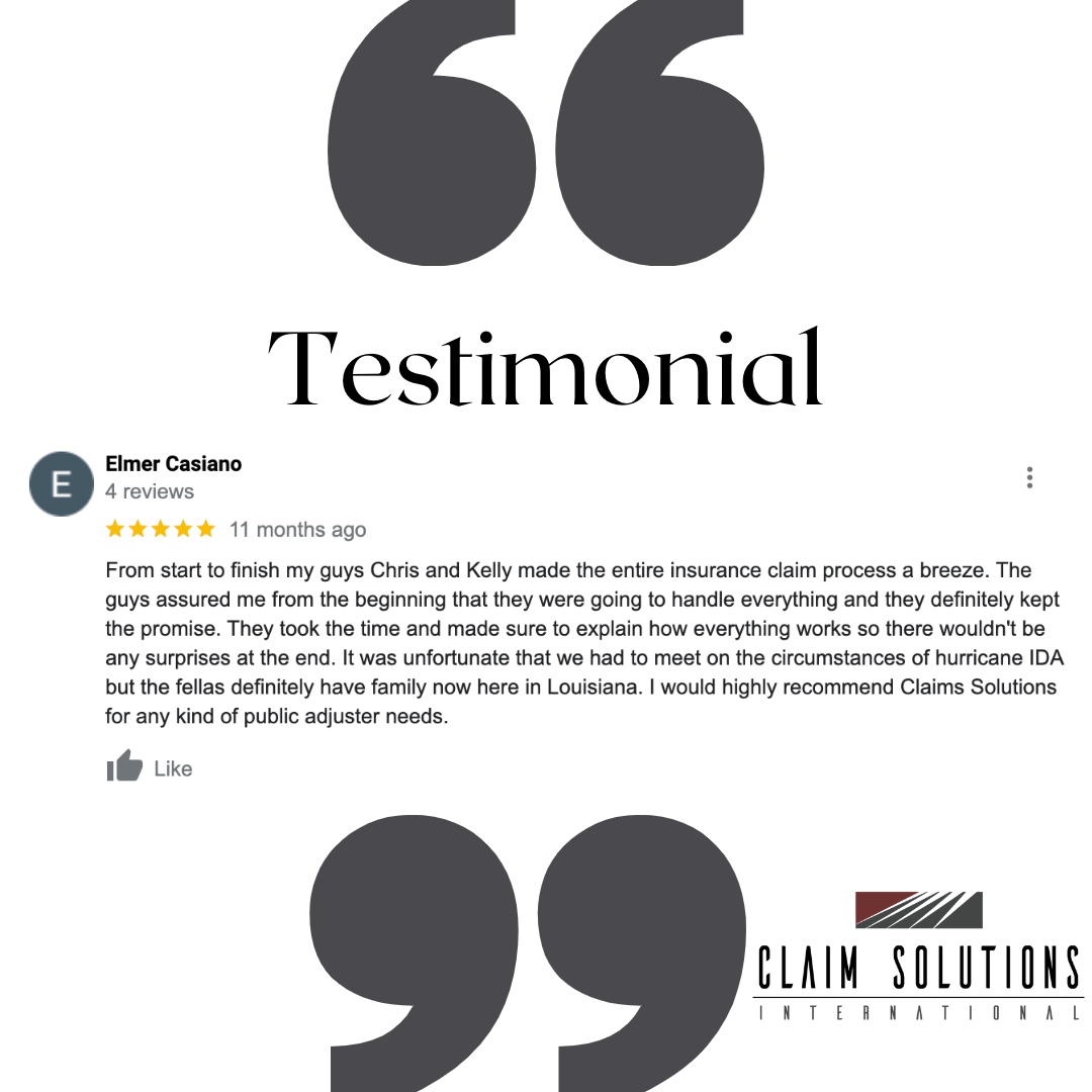 Claim_Solutions's tweet photo. Clients reviews like this keep us doing what we do! We look forward to helping you next!
#claims #insuranceclaims #claimsadjusters #personalproperty #insurance  #stormdamage #claimsolutions #commercialpublicadjuster #claimsolutionsx #propertylossservices #insuranceclaimstips https://t.co/TKst5LJnyZ