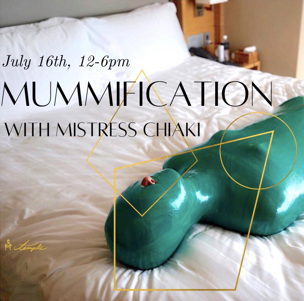 Have you heard?
Mistress Chiaki <a href="/yasashiichiaki/">Tokyo Mistress Chiaki- forced mindfulness🇯🇵</a> is now offering a third workshop to her NYC offerings - Mummification! 

July 16, 12-6pm EST 

For more info: CHIAKIWORKSHOPNYC@gmail.com