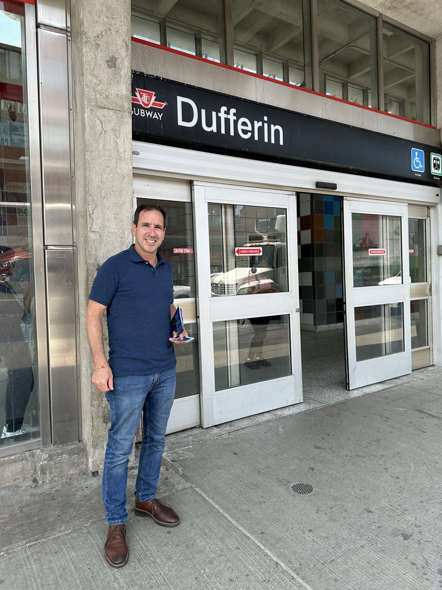 JoshMatlow's tweet photo. Feeling momentum on the ground outside of Dufferin Station today. As your mayor, I’m going to reverse the harmful cuts to the TTC, and invest in transit that’s reliable, safe and affordable. https://t.co/QShDGolwJ1