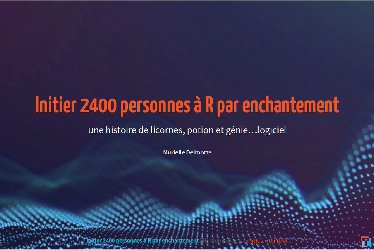 Aux <a href="/rencontres_R/">Rencontres R 2024</a> , vous verrez "Initier 2400 personnes à R par enchantement : une histoire de licornes, potion et génie...logiciel " par Murielle Delmotte
 📅 Merc. 21 juin, 17h-17h20
 📍 Education/enseignement I (Amphi 3 #RstatsFR)
 🔗 rr2023.sciencesconf.org/466468
 #RencontresR2023