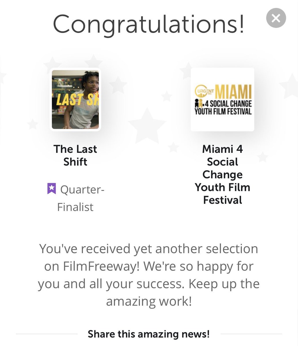 Congratulations to our film students on another film festival selection! #Miami for Social Change Youth Film Festival <a href="/FilmFreeway/">FilmFreeway</a> 🚨