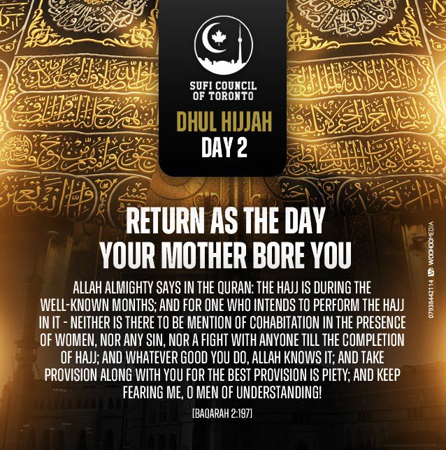 SufiCouncilTO's tweet photo. Dhul Hijjah Mubarak

Day 1 and 2 #islamicpost 

Make The Most Of These Blessed 10 Days, May #Allah Almighty Accept Everyone’s Efforts, Amin 

#suficounciloftoronto #suficouncilto #DhulHijjah #hajj1444 #Hajj2023 https://t.co/pwxbCRUJN7