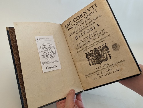 Our collection of rare books includes the first botanical book on the plants of Canada. Canadensium Plantarum was published in Paris (in Latin) in 1635, by Jacques Philippe Cornut (1606–51).