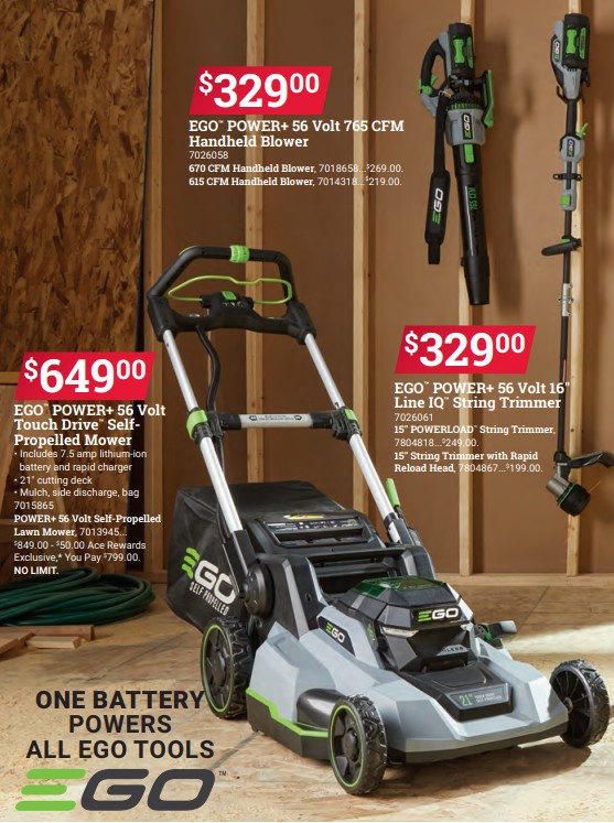 #EGO is the Number One #BatteryPowered Brand for #Outdoor Products. Right now, Oakland #AceHardware has a sale on EGO #mowers, #blowers and #trimmers.