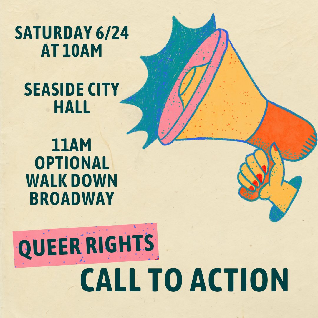 prideinseaside's tweet photo. Speak out against various anti-queer legislation proposed &amp; passed in the US &amp; Oregon. We encourage signs &amp; flags! There's an optional walk to the turn around &amp; back down Broadway at 11. Saturday June 24th 10-11am, Seaside City Hall Lawn (989 Broadway St)
#lgbt #seasideoregon https://t.co/mD2ddYEjBC