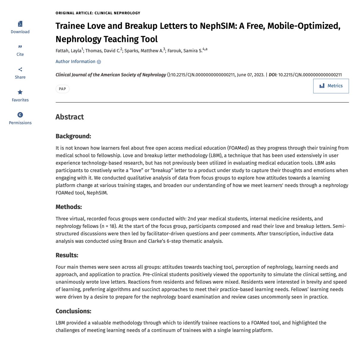 #NephSIM "In the Loop" <a href="/ASNKidney/">American Society of Nephrology</a>!

journals.lww.com/cjasn/Abstract…

<a href="/NYC_Layla/">Layla Fattah</a> <a href="/davidcthomas136/">David C. Thomas</a> <a href="/Nephro_Sparks/">Matthew Sparks, MD</a> <a href="/ssfarouk/">Samira S. Farouk, MD, MSCR</a> 

#Nephrology #FOAMed #MedEd