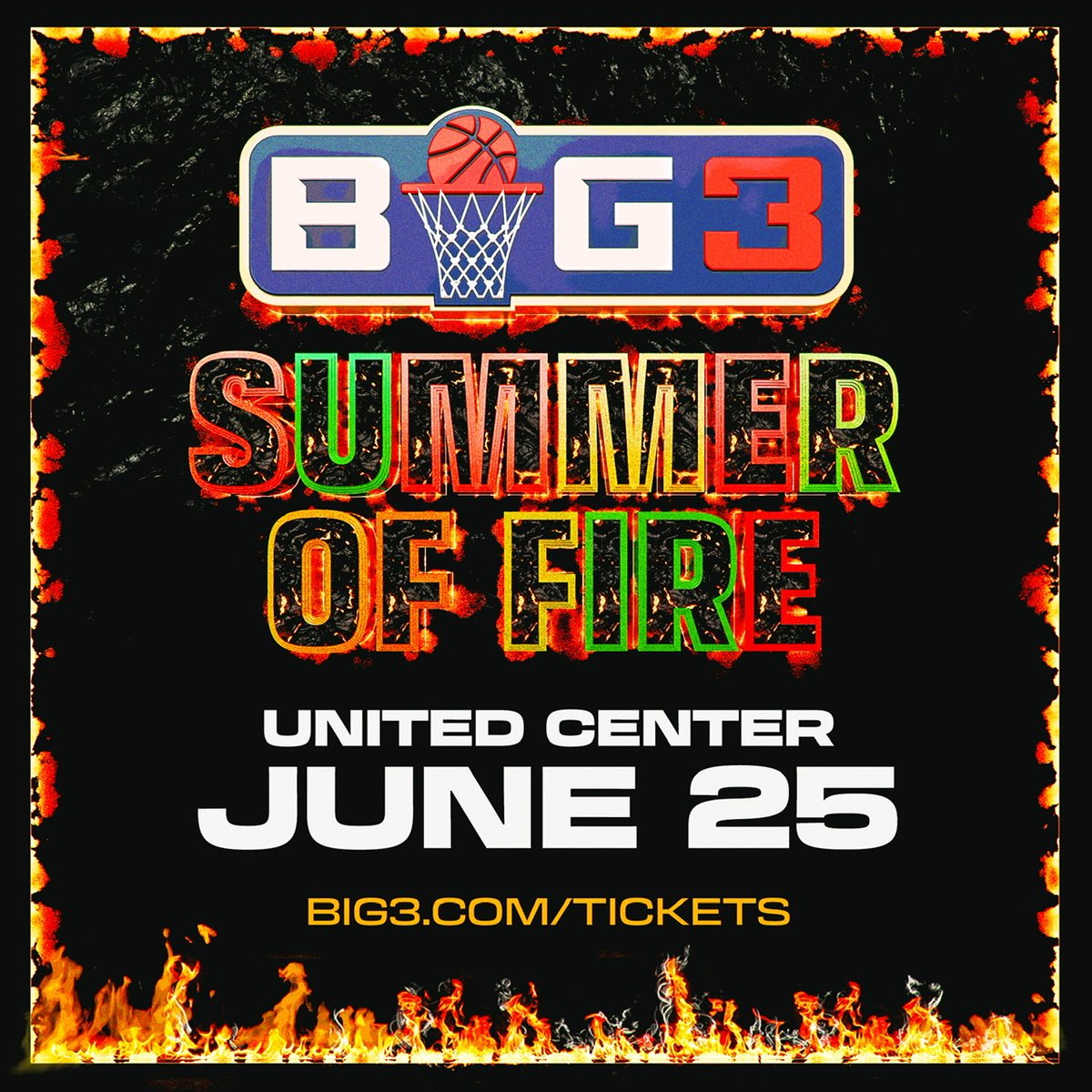 Let the countdown to Chicago begin! Who’s ready for the #SummerofFire to heat up Chi-Town in only three days? Get your tickets at big3.com/tickets before they sell out.