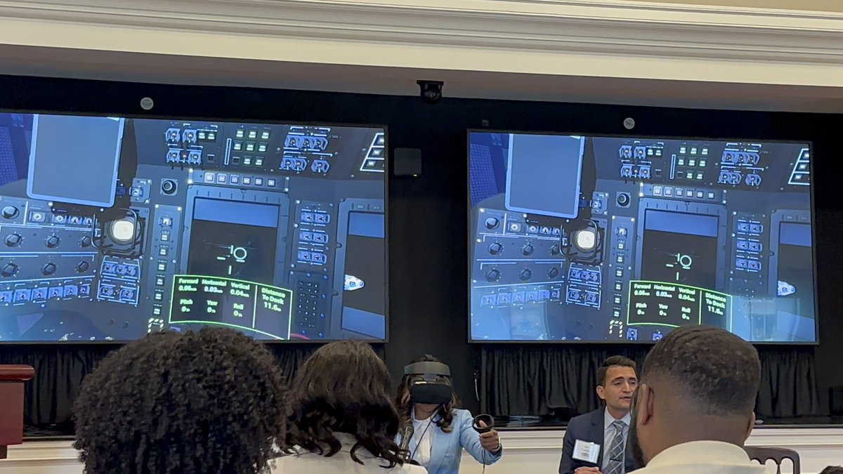 It’s #BlackSpaceWeek @blackspaceweek and I’m at the @WhiteHouse for the @NASA Artemis Generation Roundtable where @SeeSydSoar is demonstrating the @Boeing @BoeingSpace virtual docking training headset.