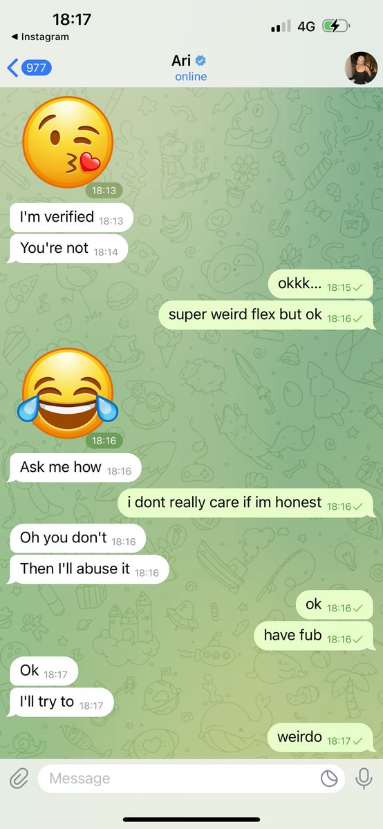 ari on Twitter: "my only telegram is @tysria and im not verified on there. pls dont get scammed