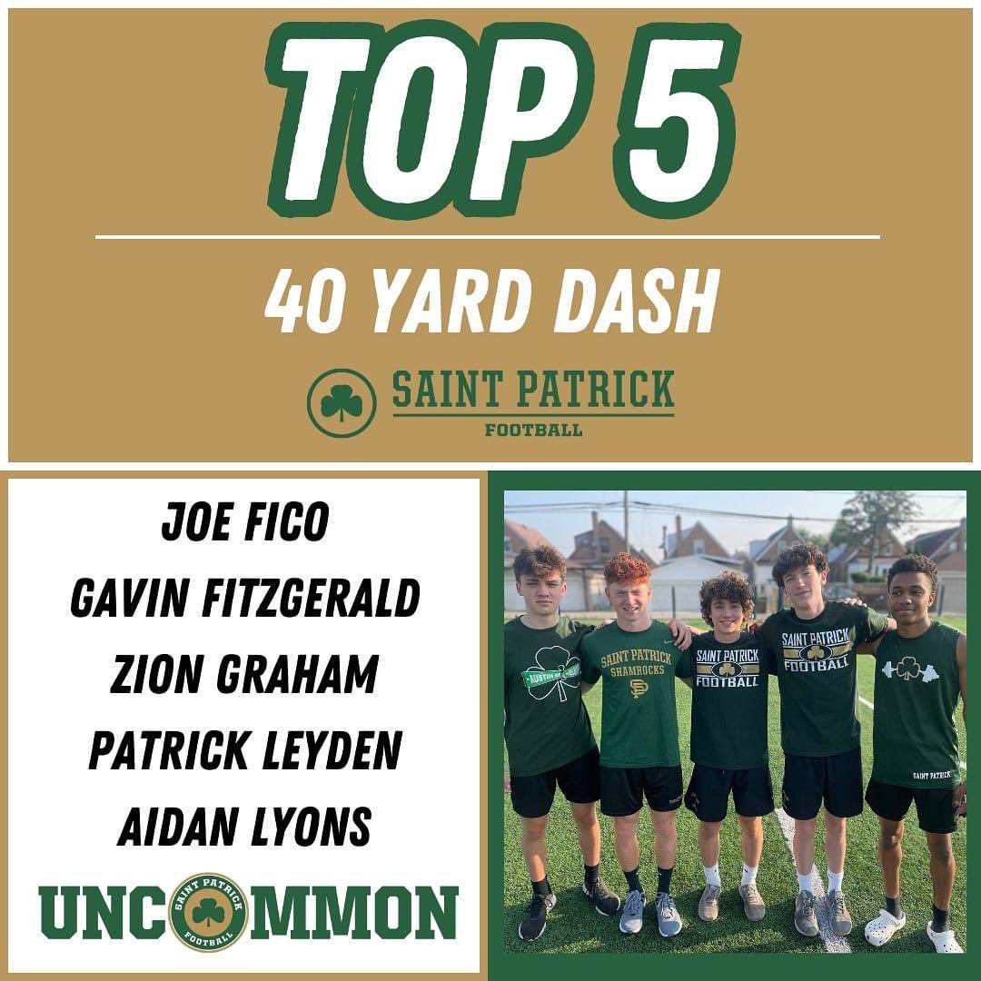Congrats to the Top 5 Rocks for getting the best 40 yard dash in the program 🏈☘️ #ShamrockPride #Uncommon
