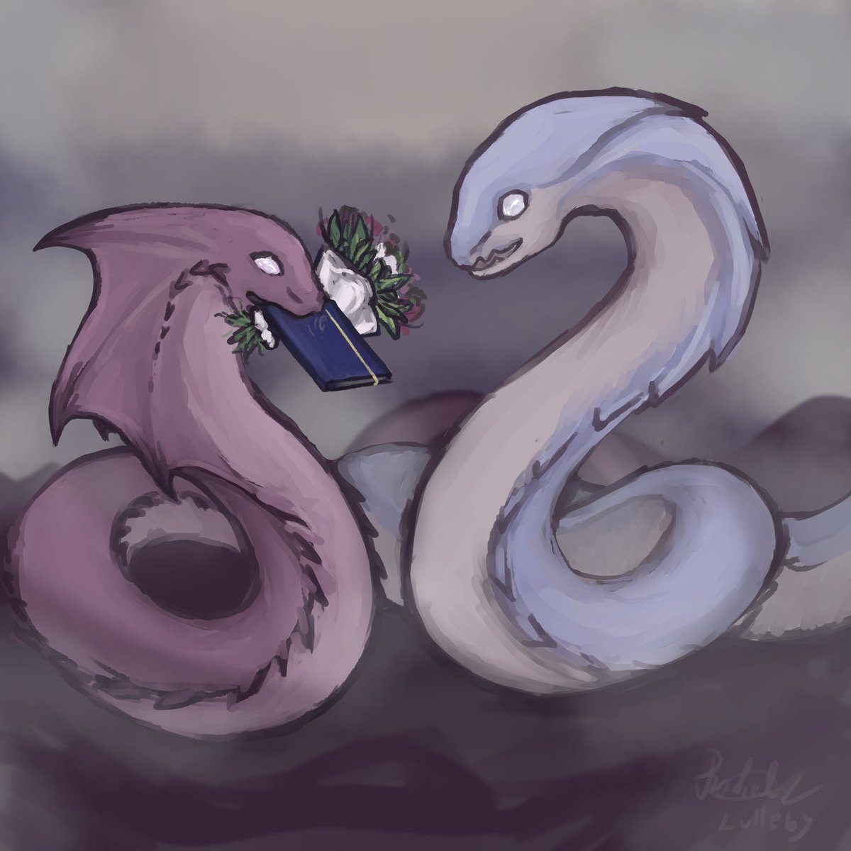 Lullabydragon1's tweet photo. Day 20 - Parent

So I graduated today!! Wooo :D So here's my wyrm avatar happily with it's supporting parent :] I didn't draw a graduation cap, because it's not really a thing here where I live https://t.co/6vJXgggXtw