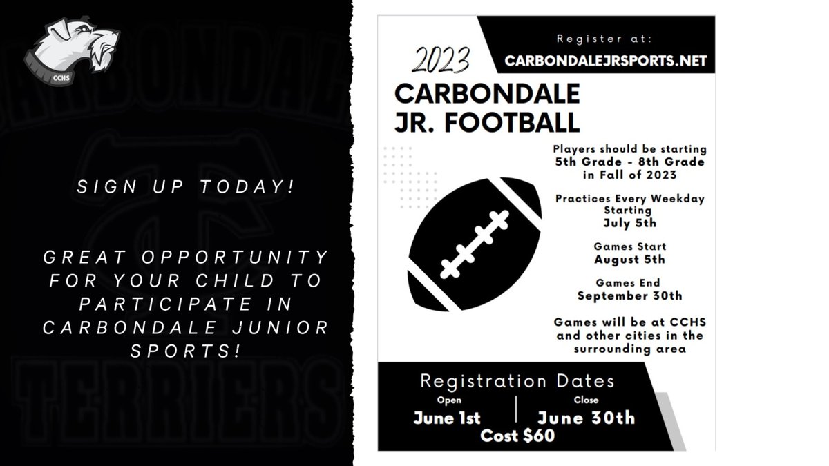 We hope our youth will take advantage of this opportunity through the Carbondale Junior Sports program.