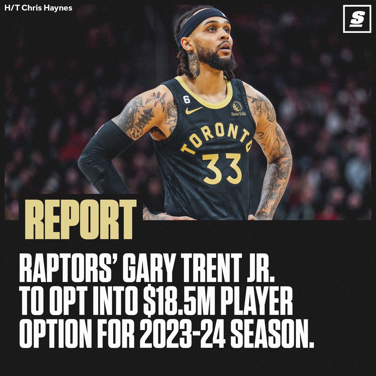 Raptors' Gary Trent Jr. reportedly opts in and will not be hitting free agency this summer. 🦖