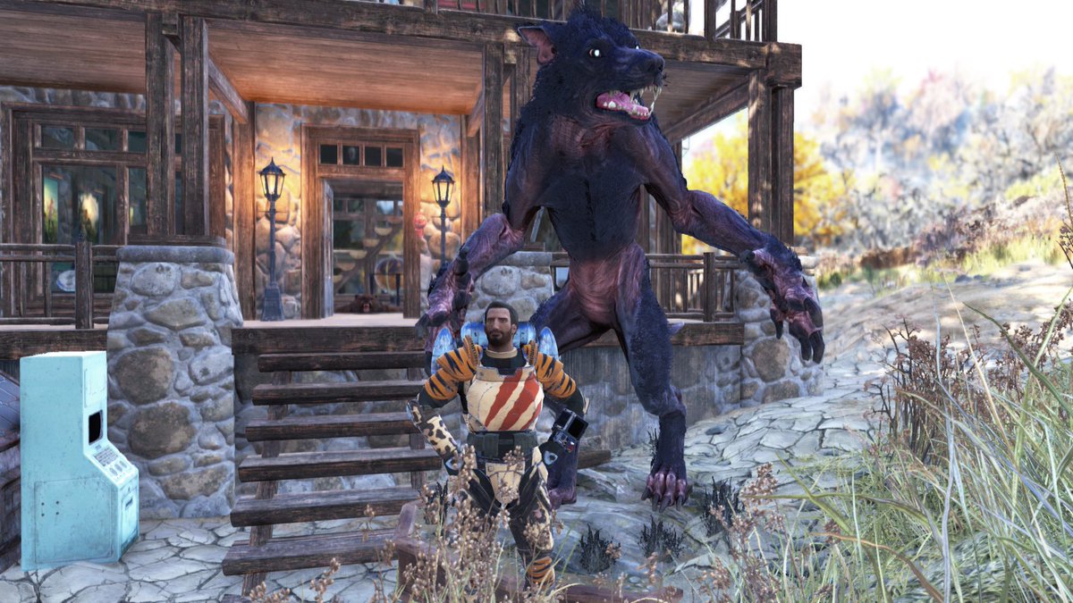 Rip Daring… hunts a NEW CRYPTID! After all these years, something new! I think the good boi is my favorite 👀 #Fallout #Fallout76 #FalloutRP #BlueDevil #RipDaring
