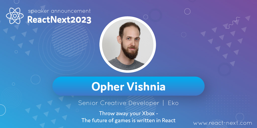 We are super excited for this great session by @Opherv, Senior Creative Developer @ekovideo - Throw away your Xbox - The future of games is written in React? Check out #ReactNext '23 full agenda at buff.ly/42E6isp