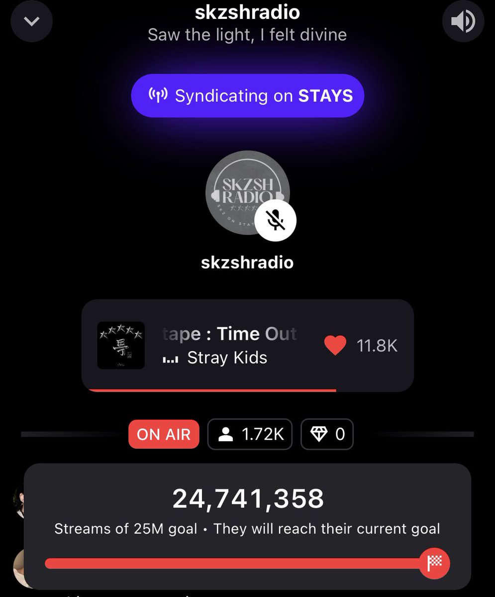 #SKZforTMA_FANNSTAR 
🎯 5M GAP NEXT (🔥556K to go!)

#STAYtionhead
🎯25M streams (259K streams left!)

🎯2K listeners (280 more STAYs) 

Join DJ🐥for the special #S_Class x Fan N Star playlist for the perfect voting soundtracks to victory! FIGHTING STAY

📻stationhead.com/skzshradio