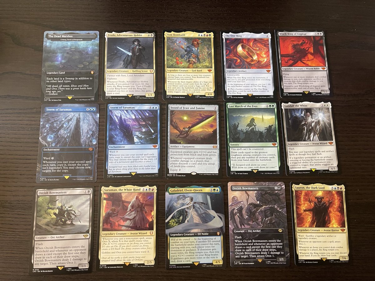 PinkImpulsee's tweet photo. My pulls from yesterdays boxes for lord of the rings. Love this set and loving that I found that Sauron for my Mordor precon. 

#lordoftherings #magicthegathering #mtg https://t.co/1oaCqkOmCm