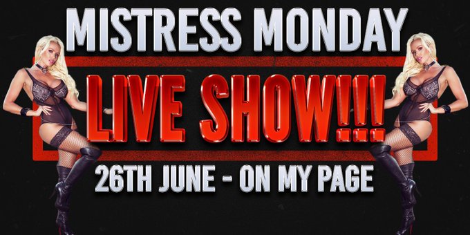 Join my now ready for my 
“Mistress Monday live show “
😈😈😈😈😈😈😈😈😈😈😈
https://t.co/TmHrAlgF5G https://t