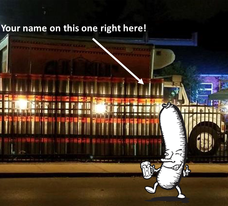 C'mon SausageFans...we need 17 more keg sponsors to fund this scene again. Click this link to sponsor a keg (form.jotform.com/230645670388160) and put your name on one of these beauties!