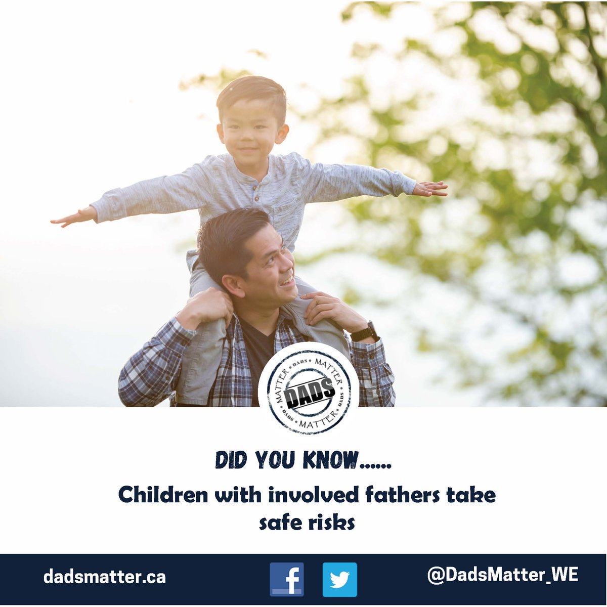 June is Dads Matter Month! DYK children with involved fathers take safe risks? #dadsmatter dadsmatter.ca