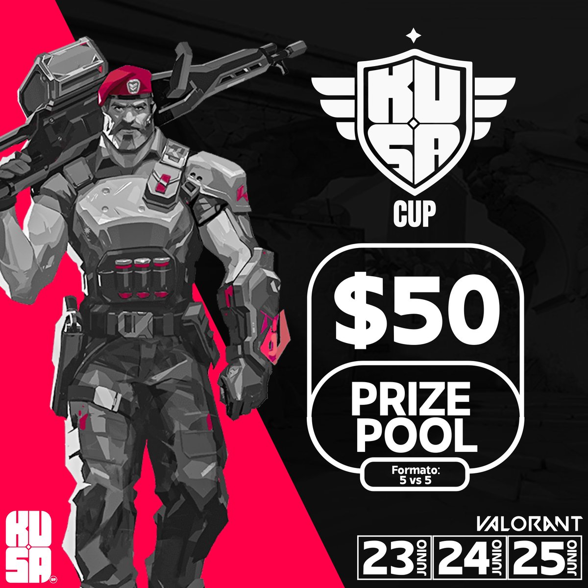 Kusa_wp's tweet photo. 💢¿Me consideran un perro viejo🐶? 
¡Quiero héroes en acción no actos heroicos!

🏆¿Están listos para la KUSA CUP?
🤑Prizepool: $50 USD
✅Inscríbete en este formato 5vs5.
💫Participa este 23, 24 y 25 de junio.

🤩Regístrate aquí: https://t.co/CMlVTrDatE

#valorant #valo #torneo https://t.co/c5uWwKUiuP