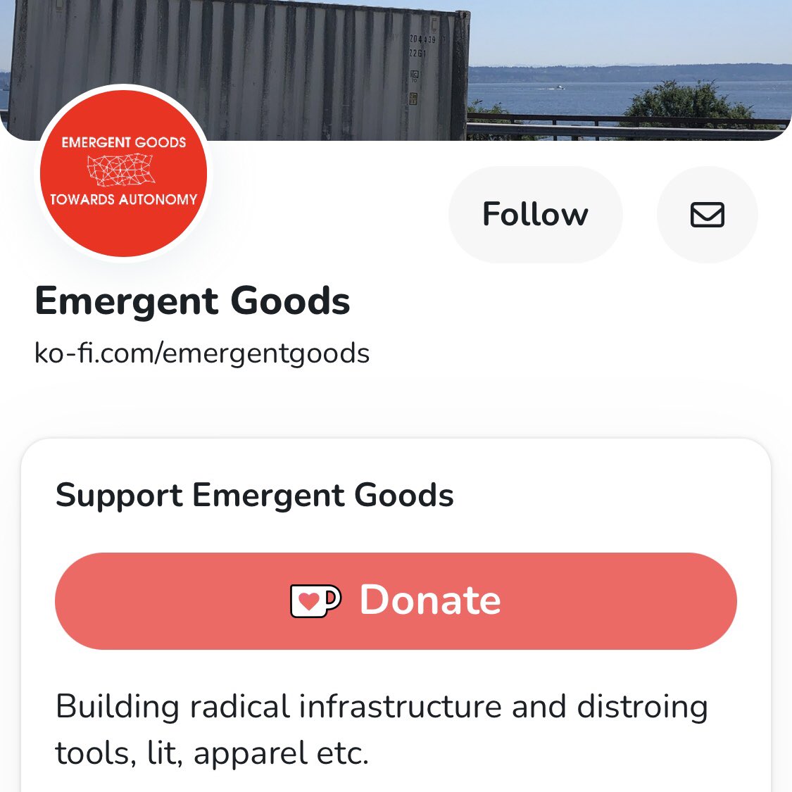 we made a ko-fi so online donations to help us buy IFAK materials, print books, etc are easier  ko-fi.com/emergentgoods