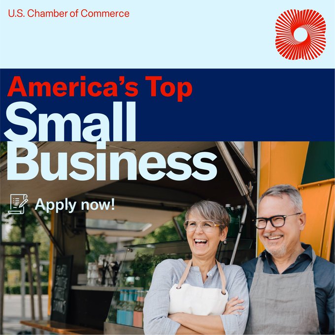 Virginia SBDC (@virginiasbdc) on Twitter photo Applications are open for America's Top Small Business! Showcase your company’s achievements and enter for a chance to win the $25K grand prize.
Check out <a href="/growwithco/">CO— by U.S. Chamber of Commerce</a>'s FAQ page for more info and apply: bit.ly/3VeW53N
Applications close July 7! #ATSB Applications are open for America's Top Small Business! Showcase your company’s achievements and enter for a chance to win the $25K grand prize.
Check out <a href="/growwithco/">CO— by U.S. Chamber of Commerce</a>'s FAQ page for more info and apply: bit.ly/3VeW53N
Applications close July 7! #ATSB