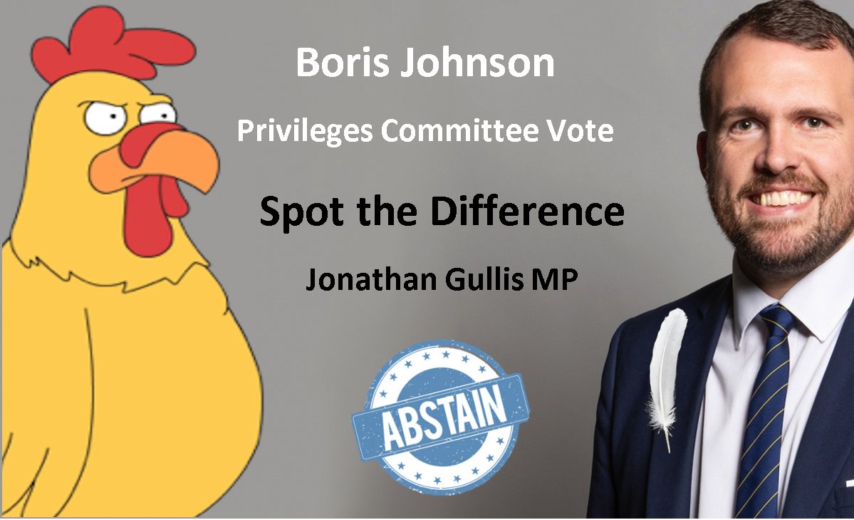 One of these is a big fat chicken who supported Boris Johnson in yesterday's vote, and the other has the Latin name Gallus gallus domesticus... I kid you not.
#ToriesOut348 #GullisOut #Gullis #ToryCowards