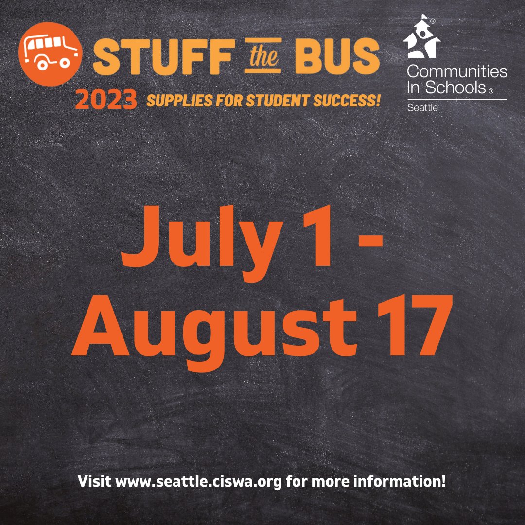 CISSeattle's tweet image. Our annual Stuff the Bus supply drive kicks off on July 1! Visit seattle.ciswa.org for more information about needed supplies and how you can support 🚌