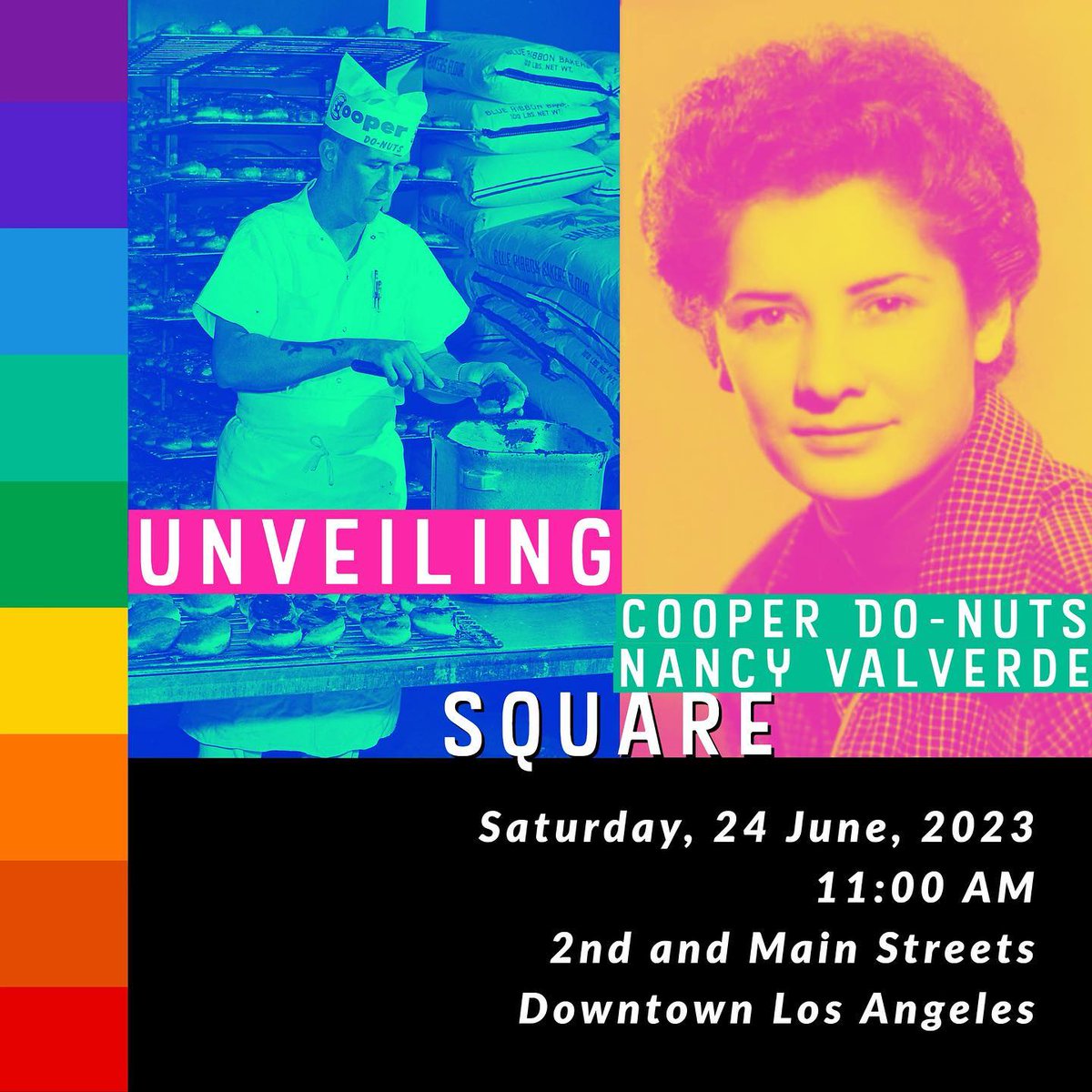 Join the <a href="/realDLANC/">Downtown LA Neighborhood Council</a> and <a href="/DTLAProud/">DTLA Proud</a> this Saturday, June 24 to commemorate the intersection at 2nd and Main Streets as "Cooper Do-nuts/Nancy Valverde Square." 🏳️‍🌈