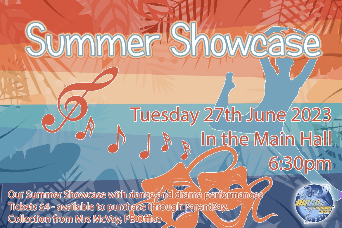 Tickets are still on sale on ParentPay for the Summer Showcase which is a week today! Don’t miss out! #showtime