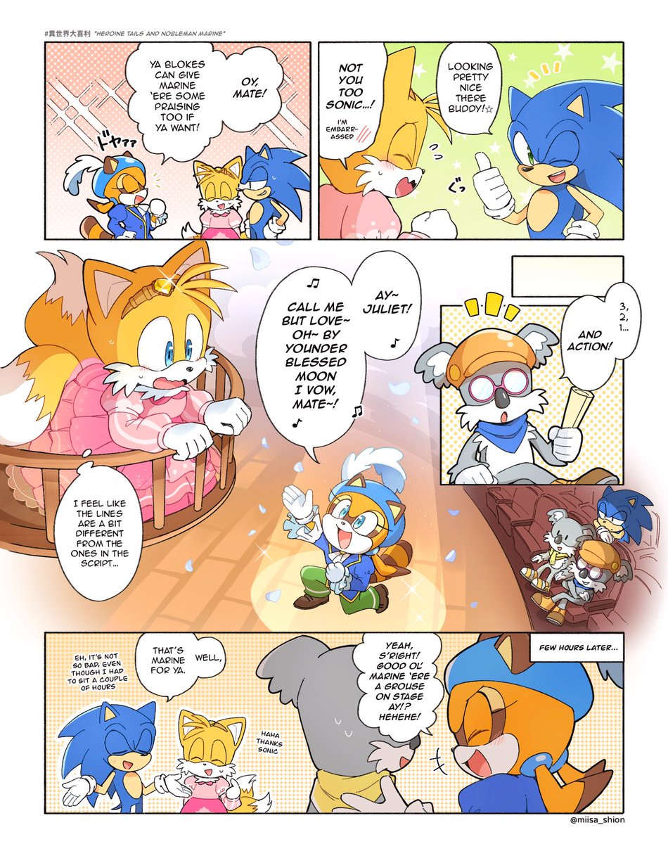 Heroine Tails and Nobleman Marine (eng version!) 🦊🦝✨  original comic based on this month's Isekai Ogiri from sonic channel!