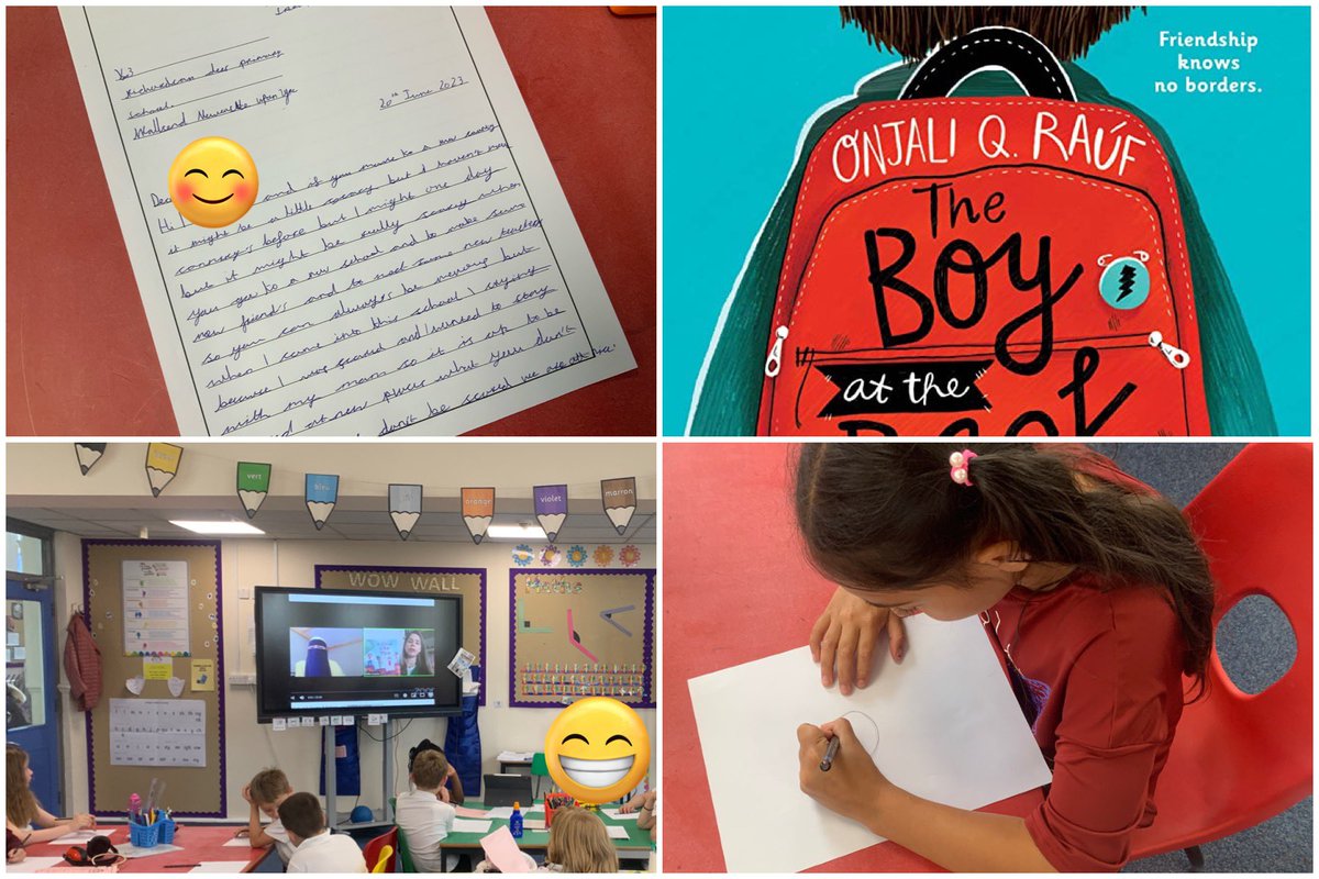 Y3RDPS's tweet photo. The theme of this year’s #RefugeeWeek is compassion, which we have a lot of in Year 3. We joined author Na’ima B. Robert to listen to her beautiful story and practice illustrating. This made us want to write letters to local young refugees to welcome them to England. #SimpleActs https://t.co/Xr0x1NtC9H