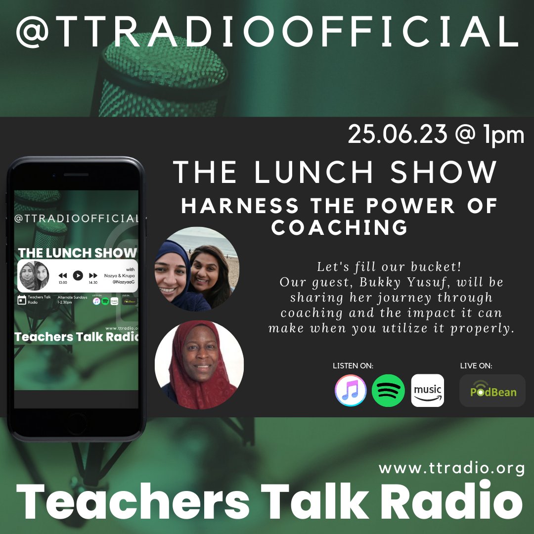 We are chatting to Bukky <a href="/rondelle10_b/">B Yusuf FCCT👩🏾‍🔬 FRSA | Whole School Wellbeing</a> this Sunday@1pm. Tune in <a href="/TTRadioOfficial/">Teachers Talk Radio</a>