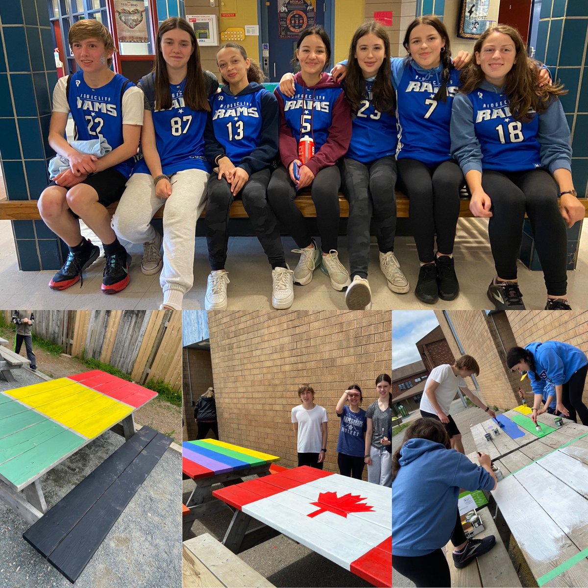 Today’s @RmsMiddle crew were busy with our pals in the <a href="/blt_junior/">BLT Junior</a> field day! Then we added some color to the picnic tables <a href="/bltsenior/">bltsenior</a> @HRCEHealthPromo