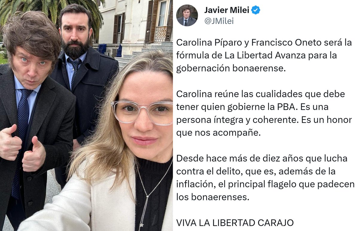 'Piparo':
Porque Javier Milei anunció que será su candidata a gobernadora de la provincia de Buenos Aires