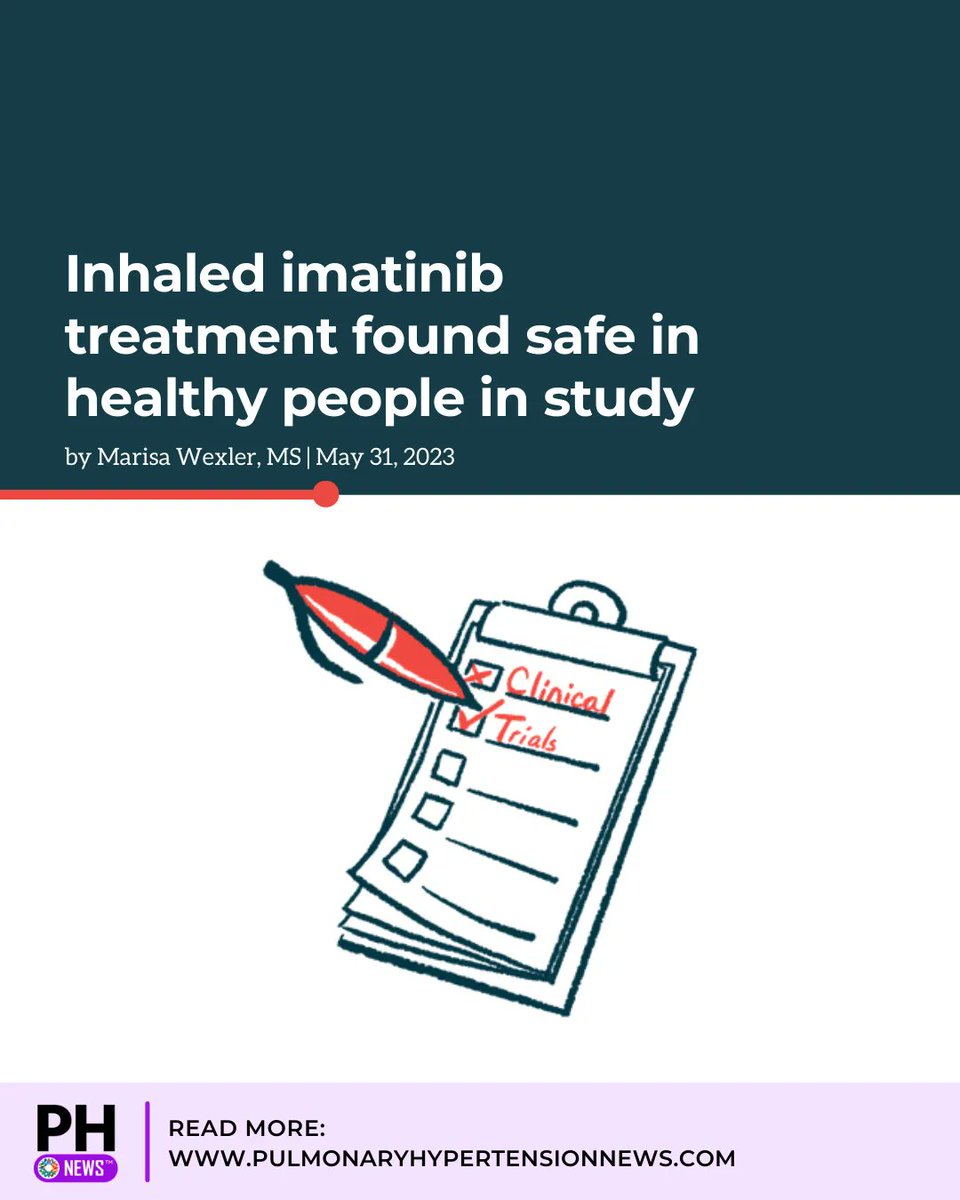 A Phase 1 study has shown that inhaled imatinib results in fewer side effects than the oral formulation, with more controlled dosage. buff.ly/43MnA81

#PAH #PHnews #livingwithPH #PHresearch #PHcommunity #pulmonaryarterialhypertension