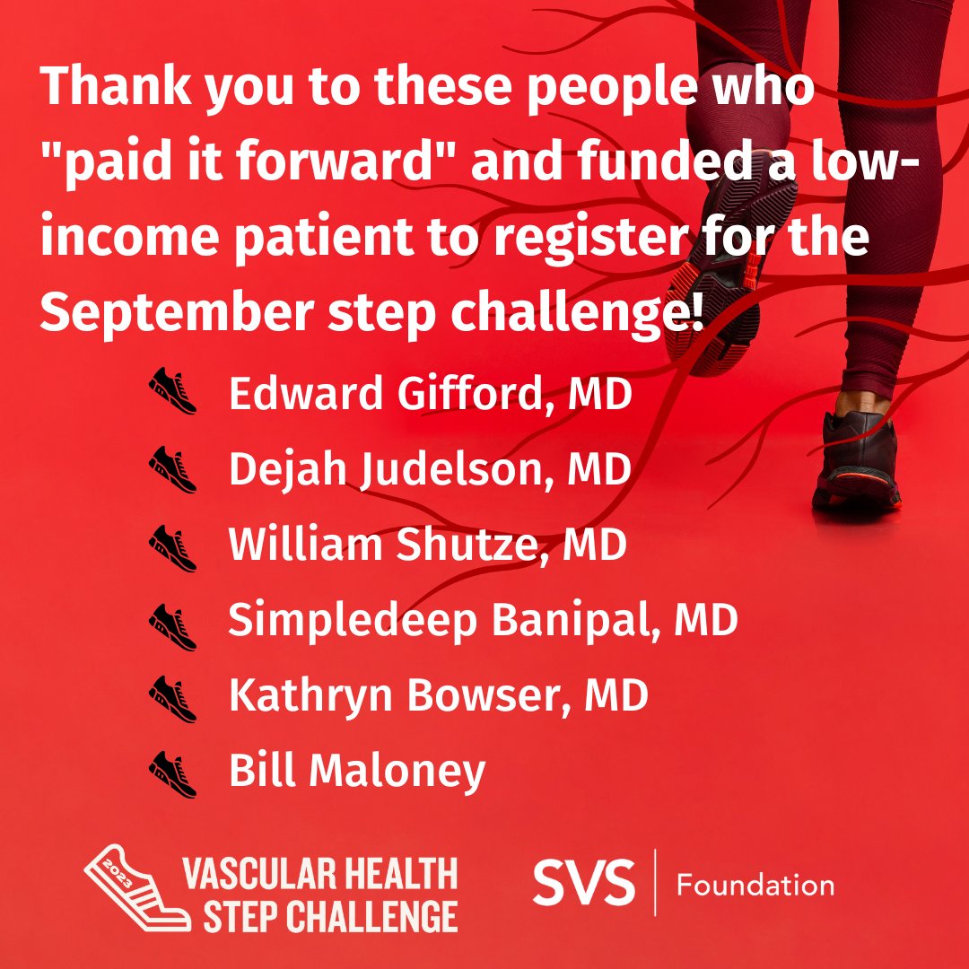 We'd like to thank @TedGiffordMD, @DejahJudelson, @ShutzeW and @Dr_Bowser for paying it forward by funding a low-income patient to join the step challenge in September. More opportunities will be provided when registration officially launches!