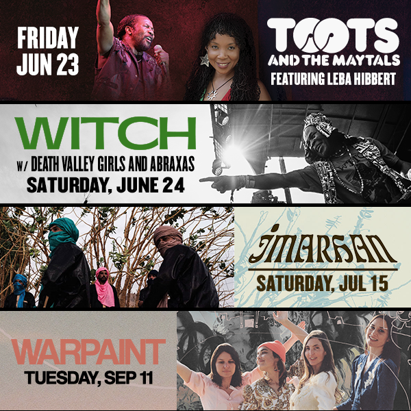 Toots &amp; The Maytals ft. Leba Hibbert, W.I.T.C.H. (with Death Valley Girls &amp; Abraxas), Imarhan, and Warpaint all have shows coming up at Brooklyn Bowl. Get tickets: ticketweb.com/search?q=BBNYB…