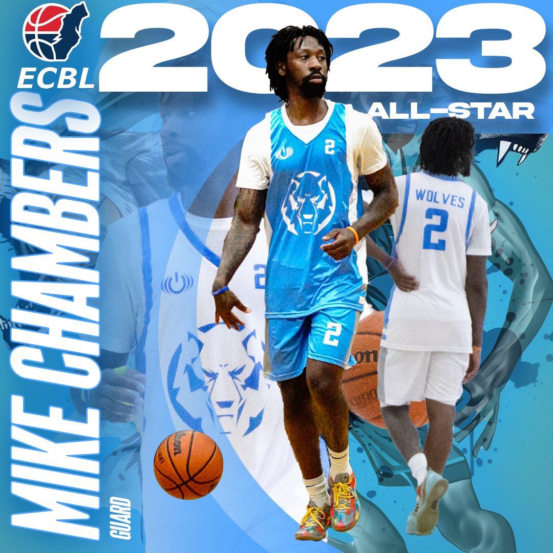 Congratulations to Mike Chambers, 2023 ECBL All-Star and bucket-getting Wolves guard. Mike was a critical factor in the team's success this season, and is not only a walking scoring machine, but also a solid teammate and team player!