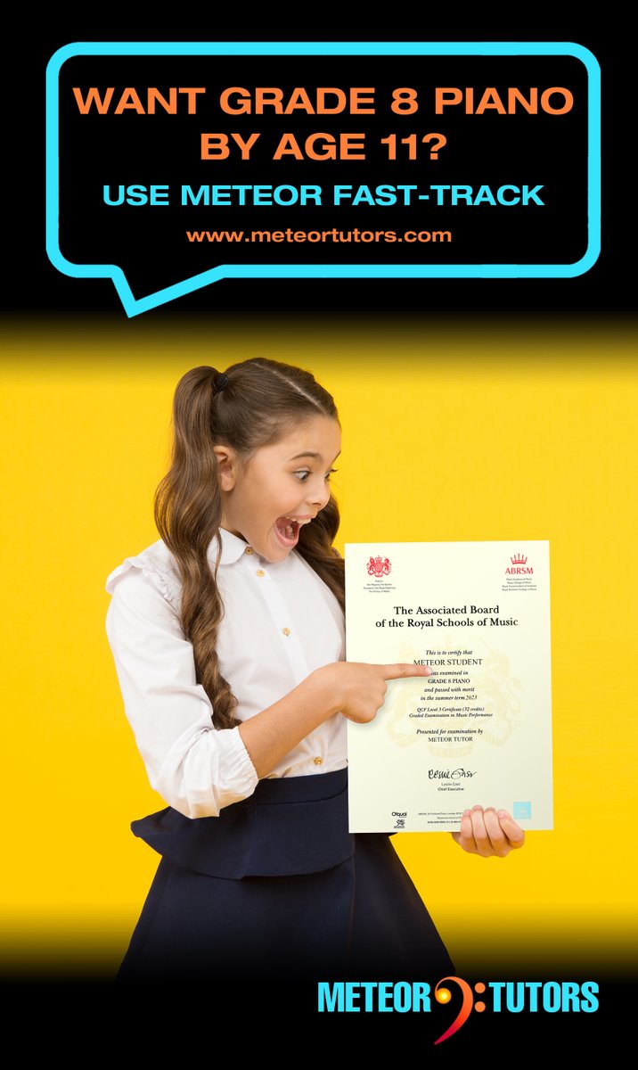 Want Grade 8 Piano by age 11? Use METEOR FAST-TRACK! 💫💫💫 Click on meteortutors.com to register for a free no-obligation trial lesson or call +44 7912 607657 #grade8 #grade8piano #fasttrack #piano #pianolessons #grammarschool #entryexams #abrsm #trinity #rockschool