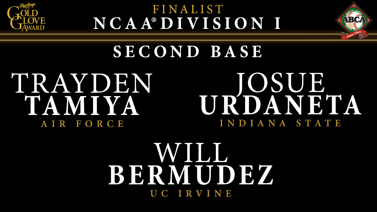 The 2023 Rawlings Division I Gold Glove Award Finalists - Second Base: Trayden Tamiya, Josue Urdaneta, Will Bermudez

<a href="/ABCA1945/">ABCA</a>