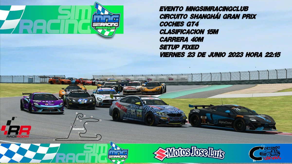 Tenemos nuevo evento MNG!
Aprovechando que todo el contenido está gratuito en <a href="/raceroom/">RaceRoom</a> nos vamos a Shanghái con la categoría GT4.
Nos vemos este viernes 23 en pista! 🤙😋