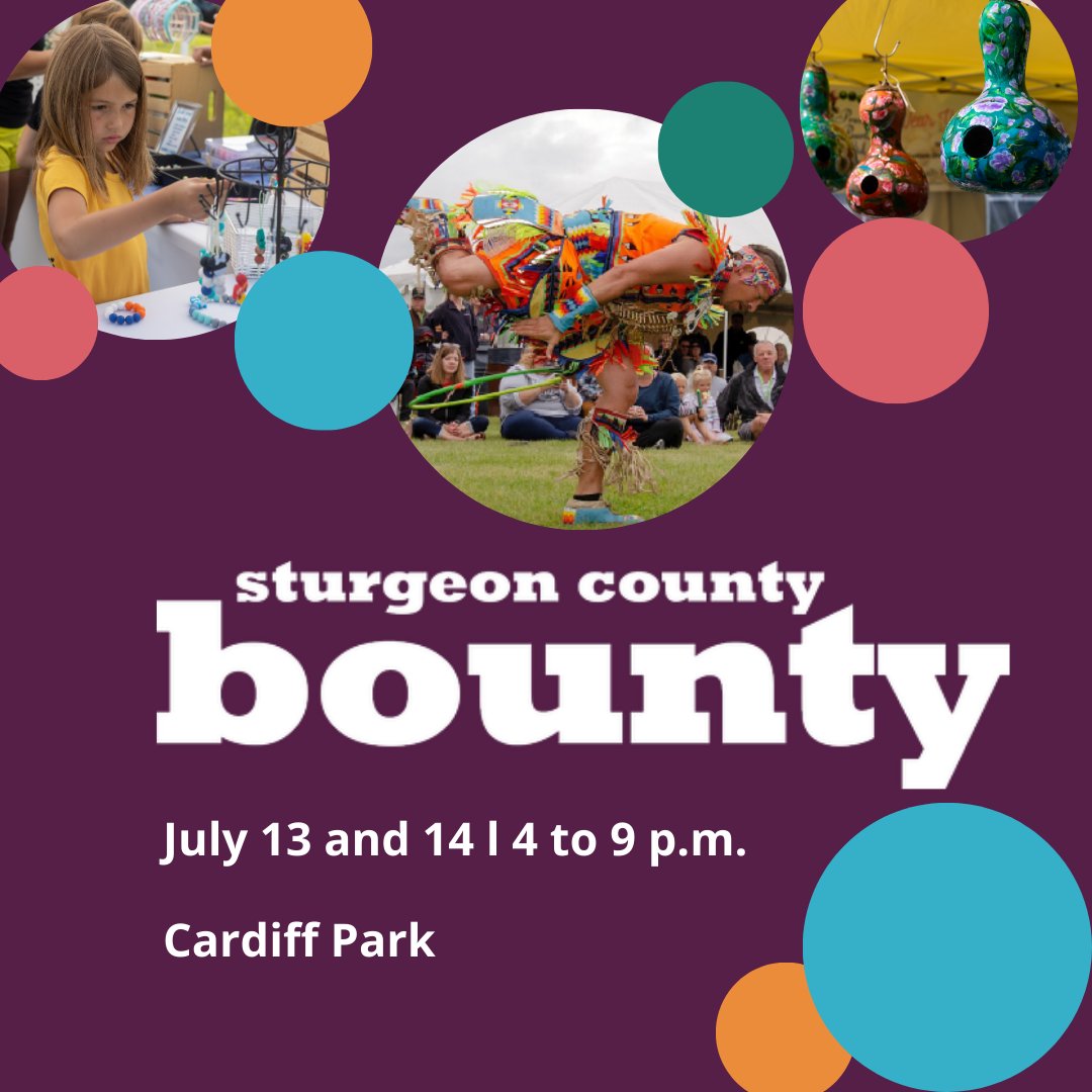 It’s baaack! Get ready for TWO evenings of family fun at #CountyBounty. Don’t miss out on the excitement, we have live music, entertainment a kids zone and more!  Visit sturgeoncounty.ca/countybounty for all the details.