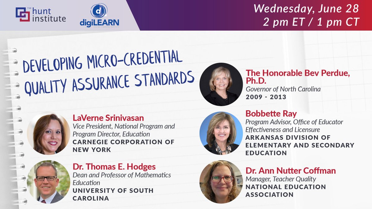 digiLEARN (@digilearninst) on Twitter photo It's not too late to sign up! Join our founder Gov. Bev Perdue, members of the Micro-Credentials Partnership of States and <a href="/Hunt_Institute/">The Hunt Institute</a> 6/28 for a deeper dive into micro-credentials as a way to keep and retain highly-skilled educators. Register: ow.ly/1Tls50OIfVr It's not too late to sign up! Join our founder Gov. Bev Perdue, members of the Micro-Credentials Partnership of States and <a href="/Hunt_Institute/">The Hunt Institute</a> 6/28 for a deeper dive into micro-credentials as a way to keep and retain highly-skilled educators. Register: ow.ly/1Tls50OIfVr