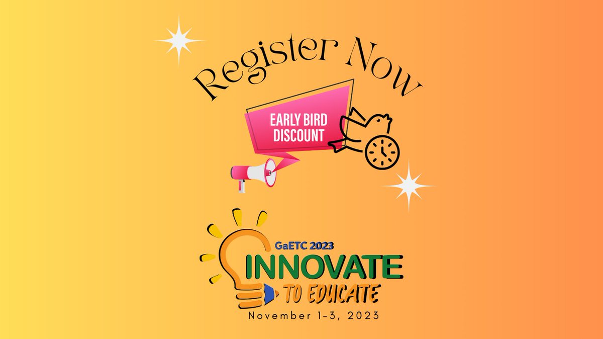 🌊 Make a splash with these SUMMER SAVINGS! 😎 
Early Bird registration is available now until July 31st!  #GaETC23. #InnovateToEducate 💡 
Register now! 👇
conference.gaetc.org/attend-gaetc/