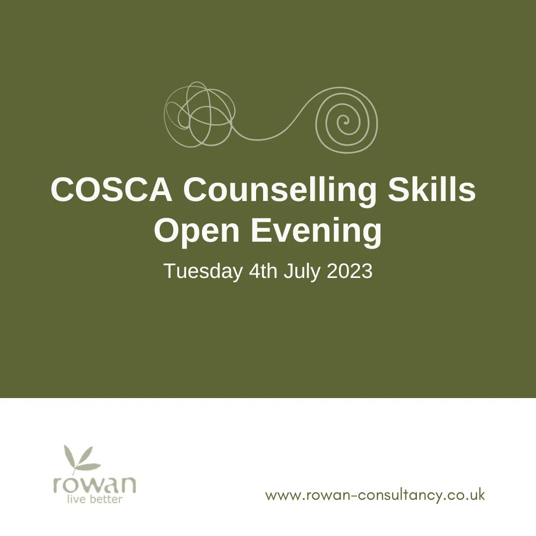rowanconsult's tweet photo. Our #COSCA Certificate in #CounsellingSkills teaches you how to be a good listener, to become a better friend, parent or colleague. If you'd like to find out more come along to our open evening on the 4 July. Reserve your place here: https://t.co/JV0HJkPBFK? 

 #managementskills https://t.co/ihS8aEHml3